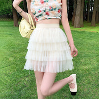 Женская шифоновая многослойная плиссированная юбка Kawaii