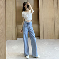 Women's Korean Fahion High-waisted Straight Jeans