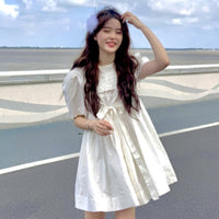 Women's Kawaii Bowknot Doll Dress with Bubble Sleeves