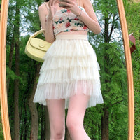 Женская шифоновая многослойная плиссированная юбка Kawaii