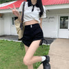 Women's Korean Fashion High-waisted Drawstring Denim Shorts