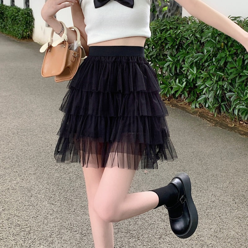 Women's Kawaii Chiffon Multilayer Pleated Skirt