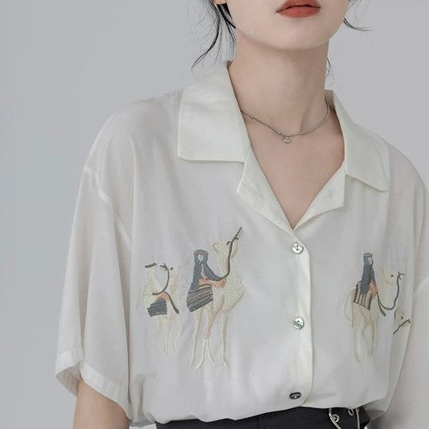 Chemises brodées à la mode coréenne pour femmes