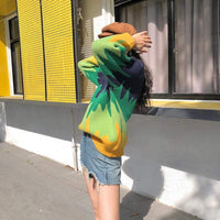 Kawaiifashion como imagen suéteres sueltos a rayas con pintura al óleo Vintage para mujer