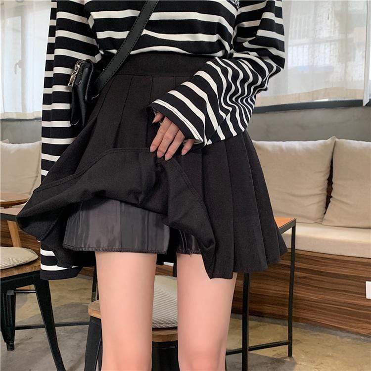 Autumn A-line Pleat Skirt-Kawaiifashion