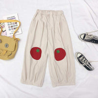 Pantalon de jogging brodé de tomates d'automne-Kawaiifashion