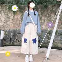 Pantalon ample imprimé fleuri - Kawaiifashion