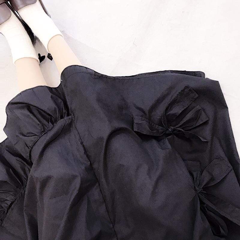 Bowknot Two-Layered Iregular Bubble A-line Skirt - Kawaiifashion