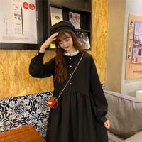 Kawaiifashion black Women's Korean Fashion Contrast Color Falbala Hem Dresses