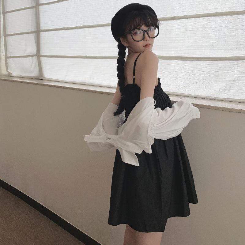 Women's Korean Fashion High-waisted Slip Dresses