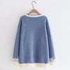Kawaiifashion blue Women's Kawaii Contrast Color Cats Loose Sweaters