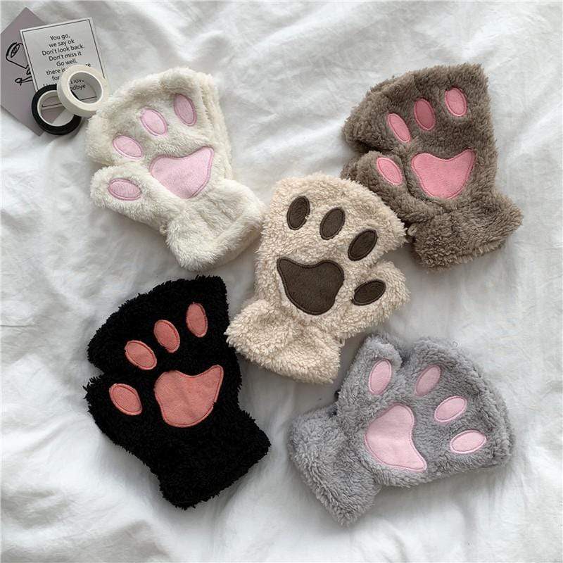 Cat Paw Velvet Gloves - Kawaiifashion