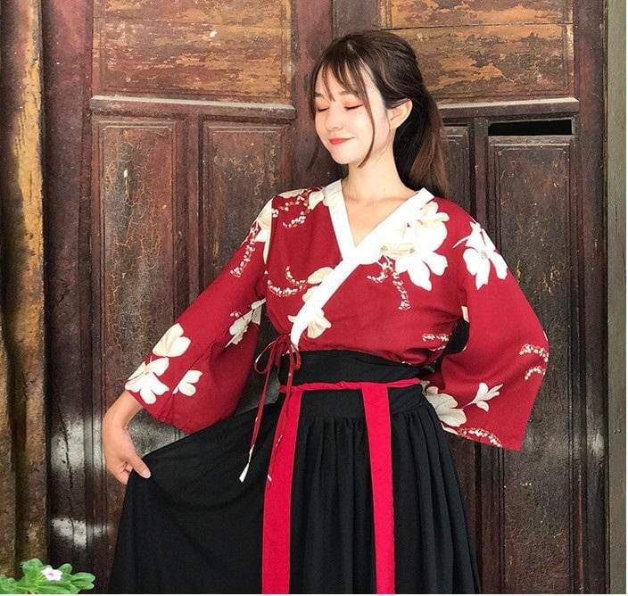 シノワズリ漢文化要素シフォンシャツ-かわいいファッション