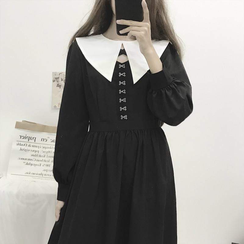Vestido largo gótico con mangas abullonadas - Kawaiifashion