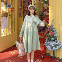 Women's Sweet Military Style Collar Dresses With Bowknot