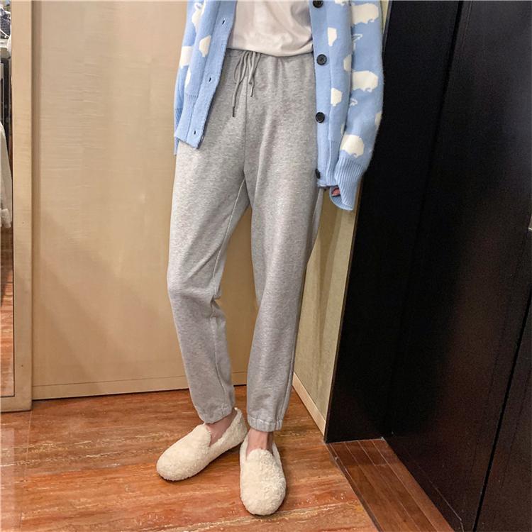 Kawaiifashion pantalones deportivos casuales sueltos de moda coreana para mujer gris