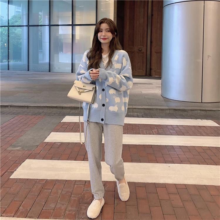 Kawaiifashion gris Pantalon de sport décontracté décontracté pour femmes de la mode coréenne