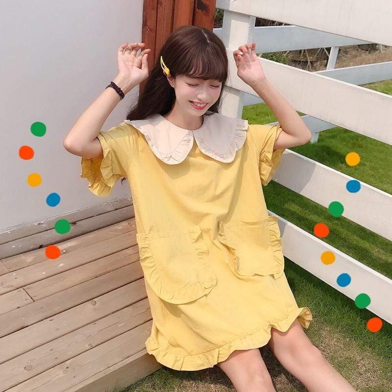Harajuku Back Single-breasted Dress-Kawaiifashion