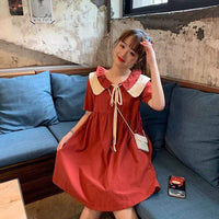 Harajuku Contrast Color Short Sleeved Dress-Kawaiifashion