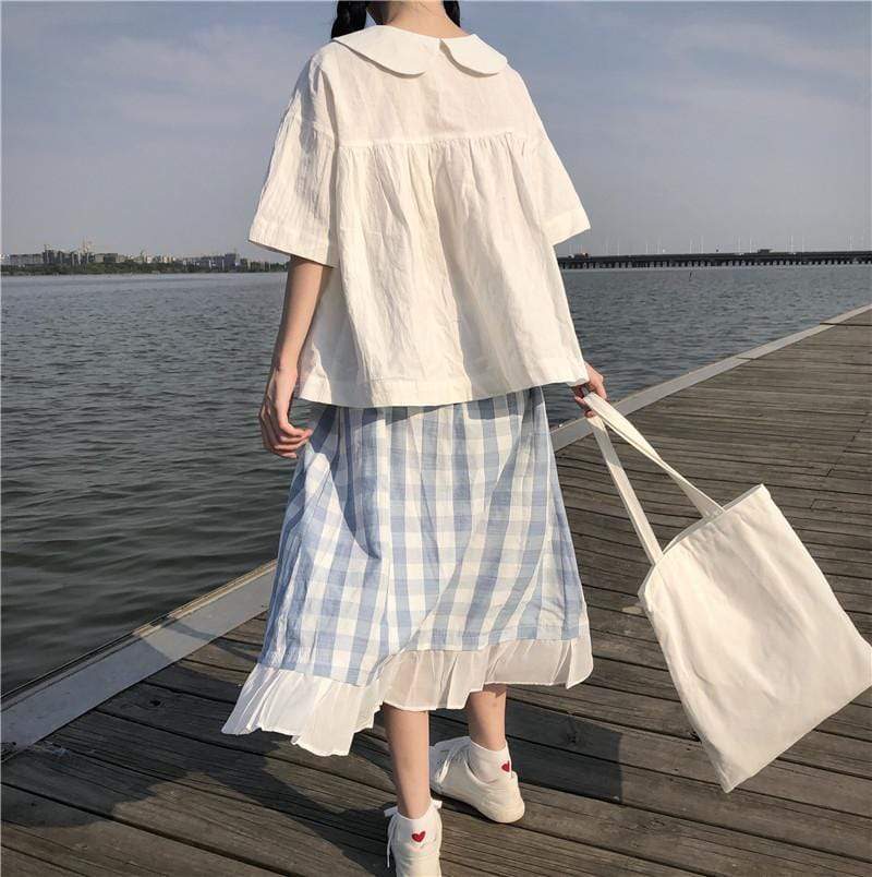 Harajuku Falbala Plaid Skirt-Kawaiifashion