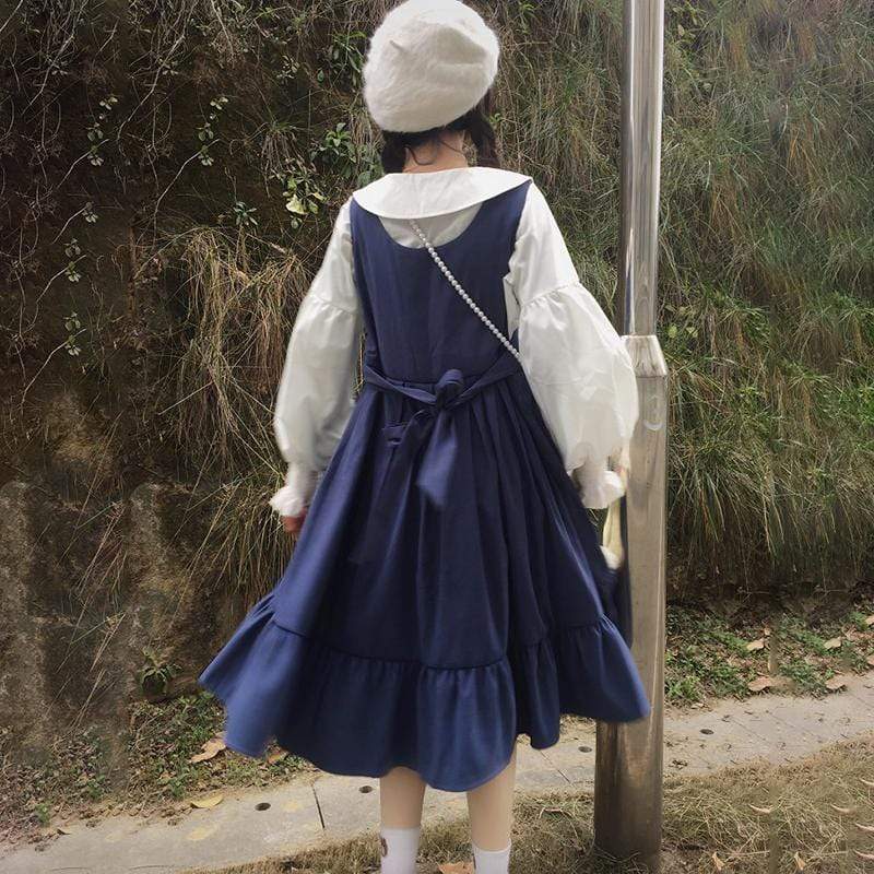 Harajuku Falbala Pure Color Dress-Kawaiifashion