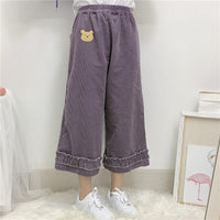 Pantaloni di velluto a coste a vita alta Harajuku-Kawaiifashion