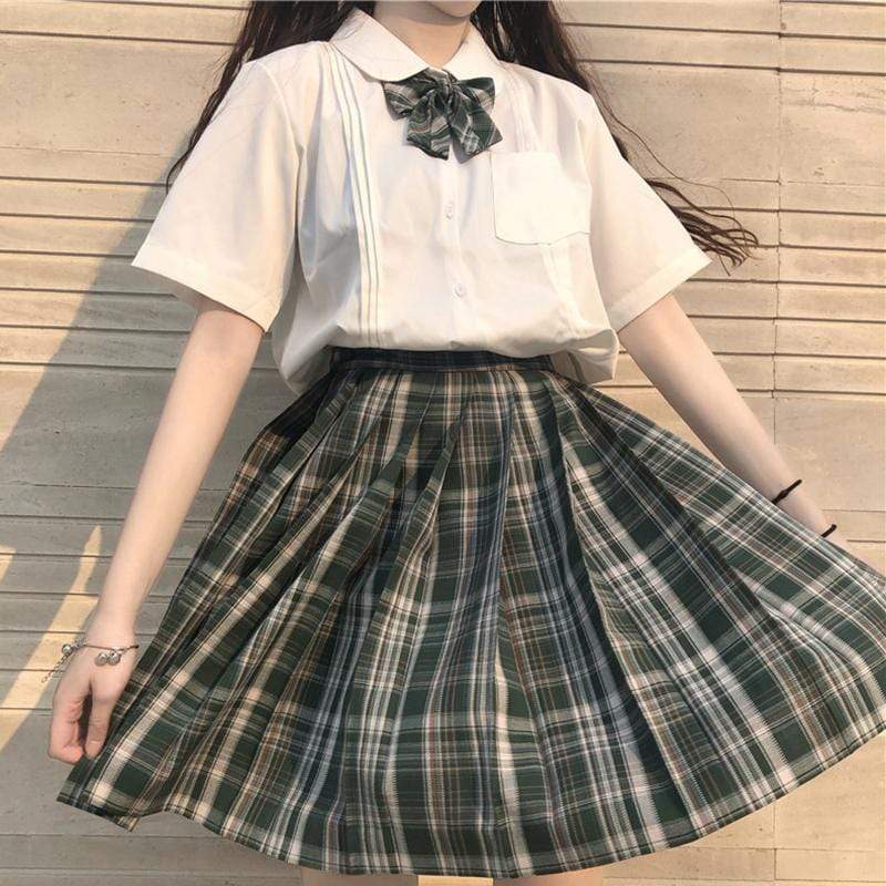 Falda a cuadros de cintura alta Harajuku-Kawaiifashion