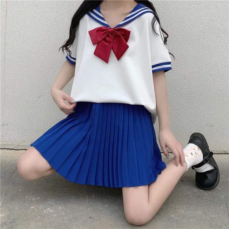 Harajuku Navy Collar Shirt With Bowknot-Kawaiifashion