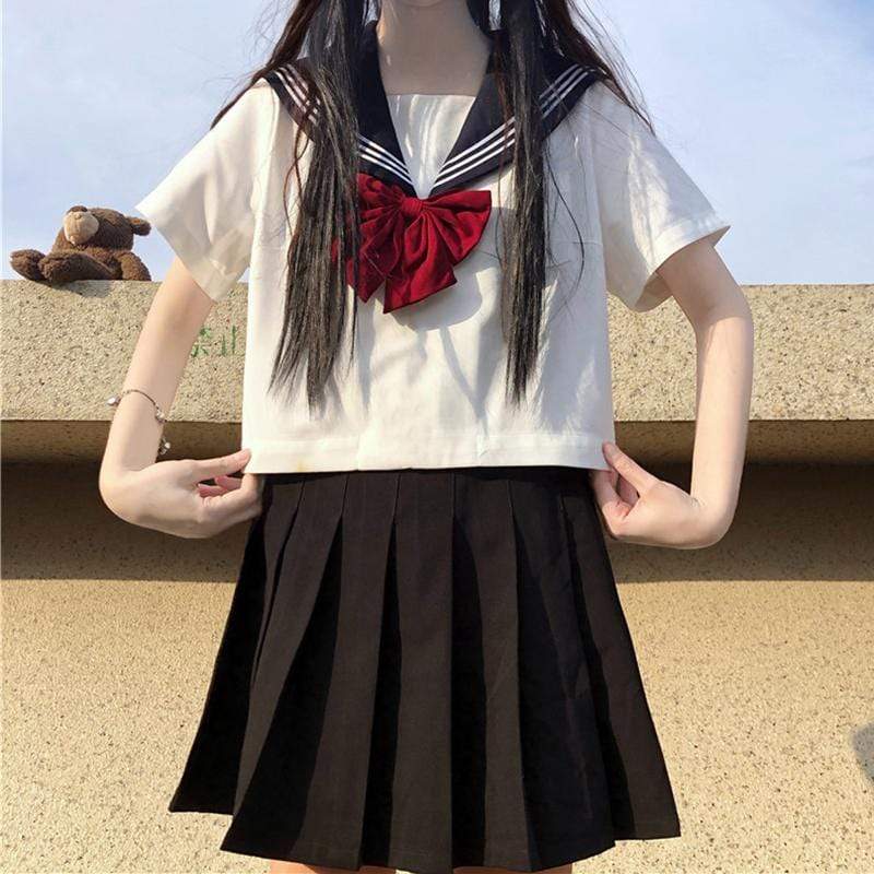 原宿ネイビーカラーショートシャツ-かわいいファッション