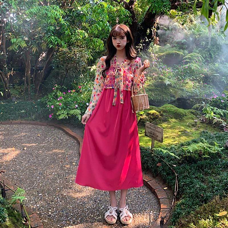 Harajuku Pure Color Sip Dress-Kawaiifashion