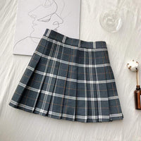 Falda plisada de cuadros de cintura alta - Kawaiifashion