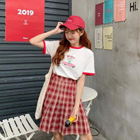 Kawaii A-line Red Plaid Skirt-Kawaiifashion