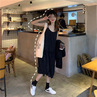 Kawaii Draped Mid-length Slip Dress-Kawaiifashion