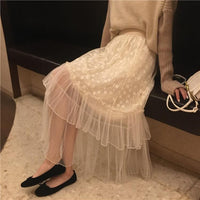Kawaii Lace Purfle Stitching Net Yarn Skirt-Kawaiifashion