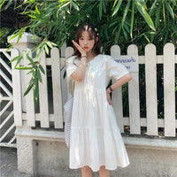 Kawaii Peter Pan Collar Short Sleeved Dress-Kawaiifashion