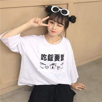 Kawaii bedrucktes T-Shirt mit dreiviertel Ärmeln – Kawaiifashion
