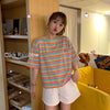 Kawaii Rainbow Stripes T-shirt-Kawaiifashion