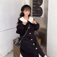 Kawaii Однобортное макси шерстяное пальто с объемными рукавами - Kawaiifashion