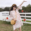 Kawaii Strawberry Printed A-line Dress-Kawaiifashion