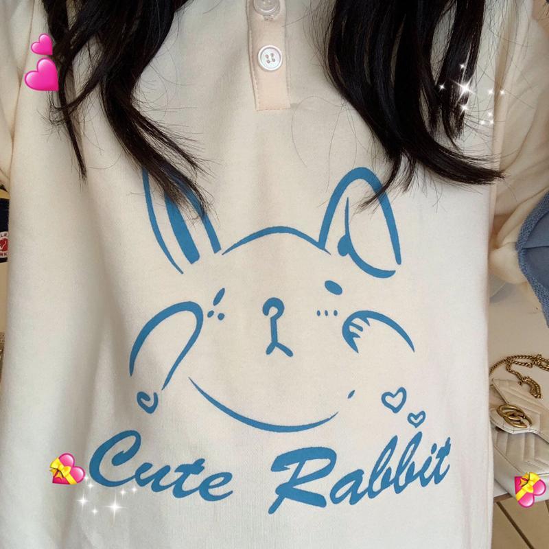 Koreanisches Mode-Süßes Kaninchen-Polo-Sweatshirt - Kawaiifashion