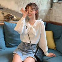 Korean Fashion Peter Pan collar White Shirt - Kawaiifashion