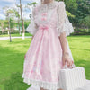 Lace Floral Slip Dress With Bowknot - Kawaiifashion