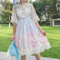 Кружевное платье-комбинация с цветочным рисунком и бантом - Kawaiifashion