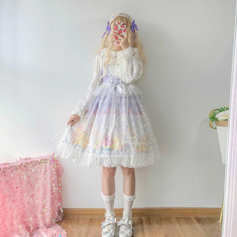 Vestido de tirantes con estampado de dibujos animados de Lolita Sweetgirl-Kawaiifashion