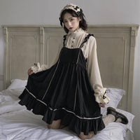 Lolita Falbala Overall Dress With Back Bowknot - Kawaiifashion