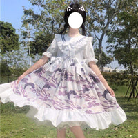 Lolita Falbala Short Sleeved Dress-Kawaiifashion