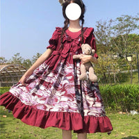 Lolita Falbala Short Sleeved Dress-Kawaiifashion
