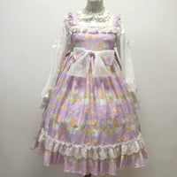 Vestido de volantes de encaje de Lolita con lazo-Kawaiifashion