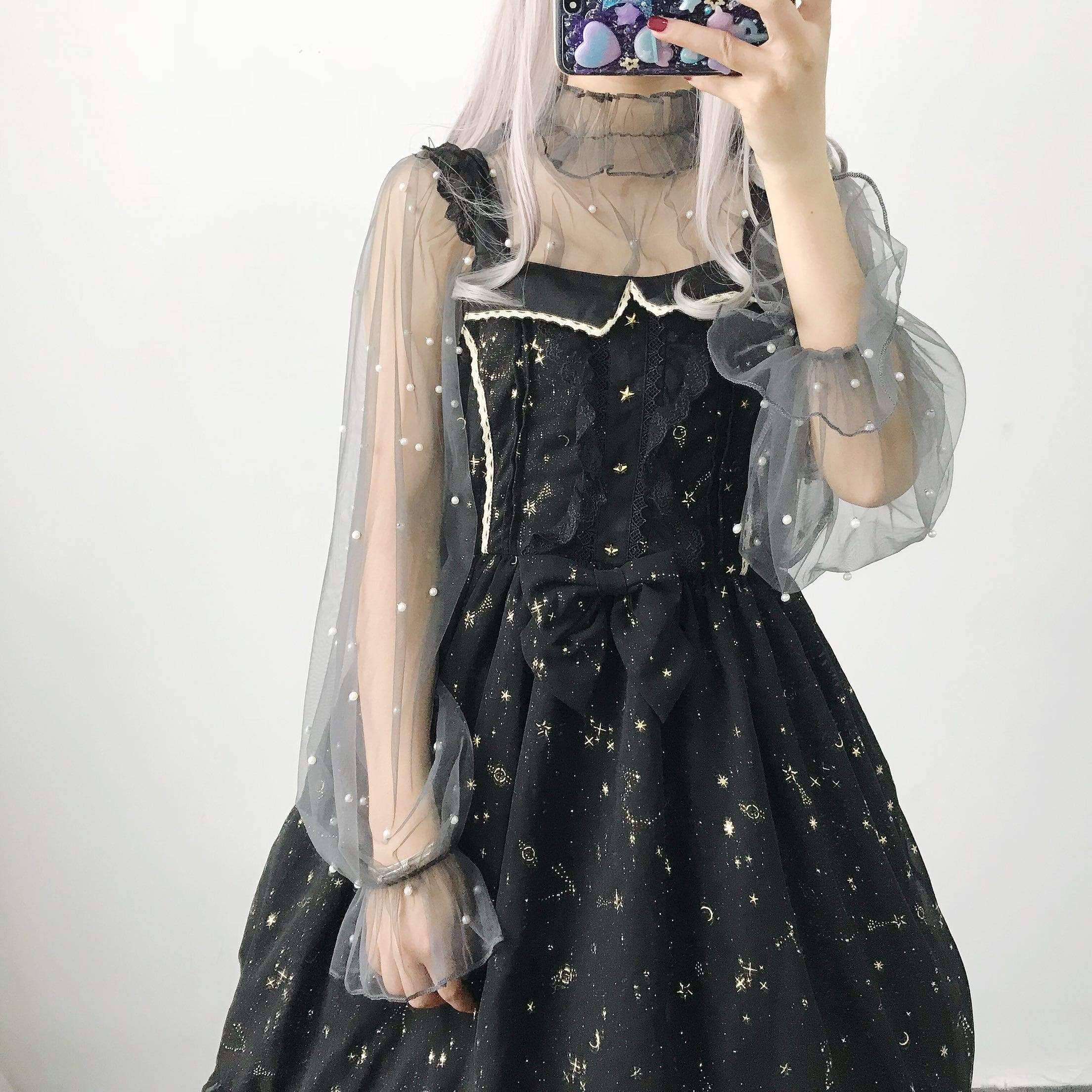 Lolita Lace Sheer Mesh Shirt - Kawaiifashion
