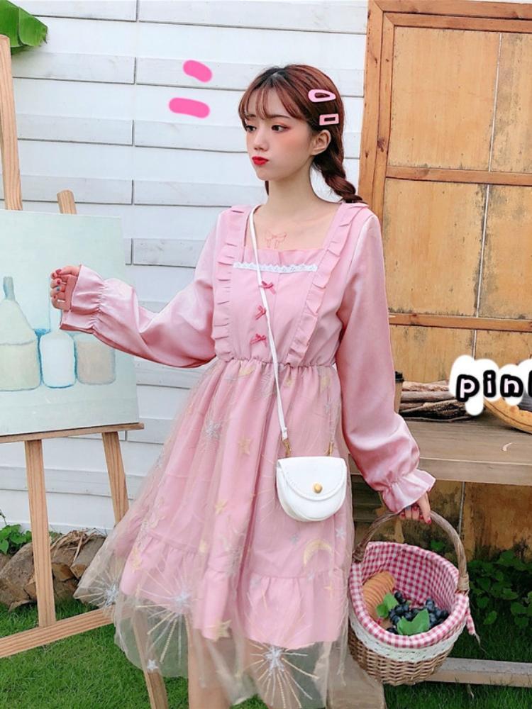 Vestido de malla con mangas de cuerno multicapa Lolita - Kawaiifashion